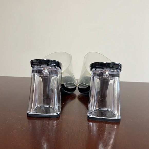 Black and Clear Heeled Sandals - Picture 2 of 4